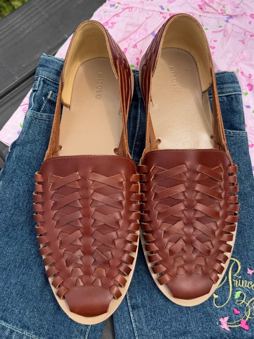 Nisolo Brown Woven Leather huarache Slip-On sandals. Men’s size  10.5